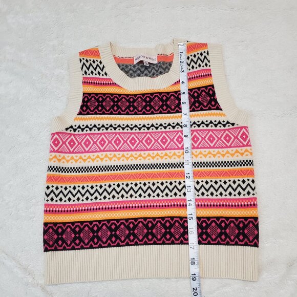 Willow & Wind Bohemian Colorful Fair Isle Academia Preppy Knit Sweater Vest S - Picture 5 of 8